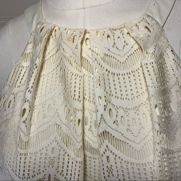 She + Sky Lace Mini Dress Layered Sz M Halter Neck Sleeveless Feminine Cowgirl - Picture 6 of 9